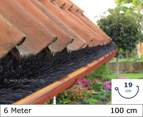 Dachrinnenbürste Ø 19 cm - Länge 100 cm - 6er-Gebinde - korrosionsfreier Edelstahldrehdraht